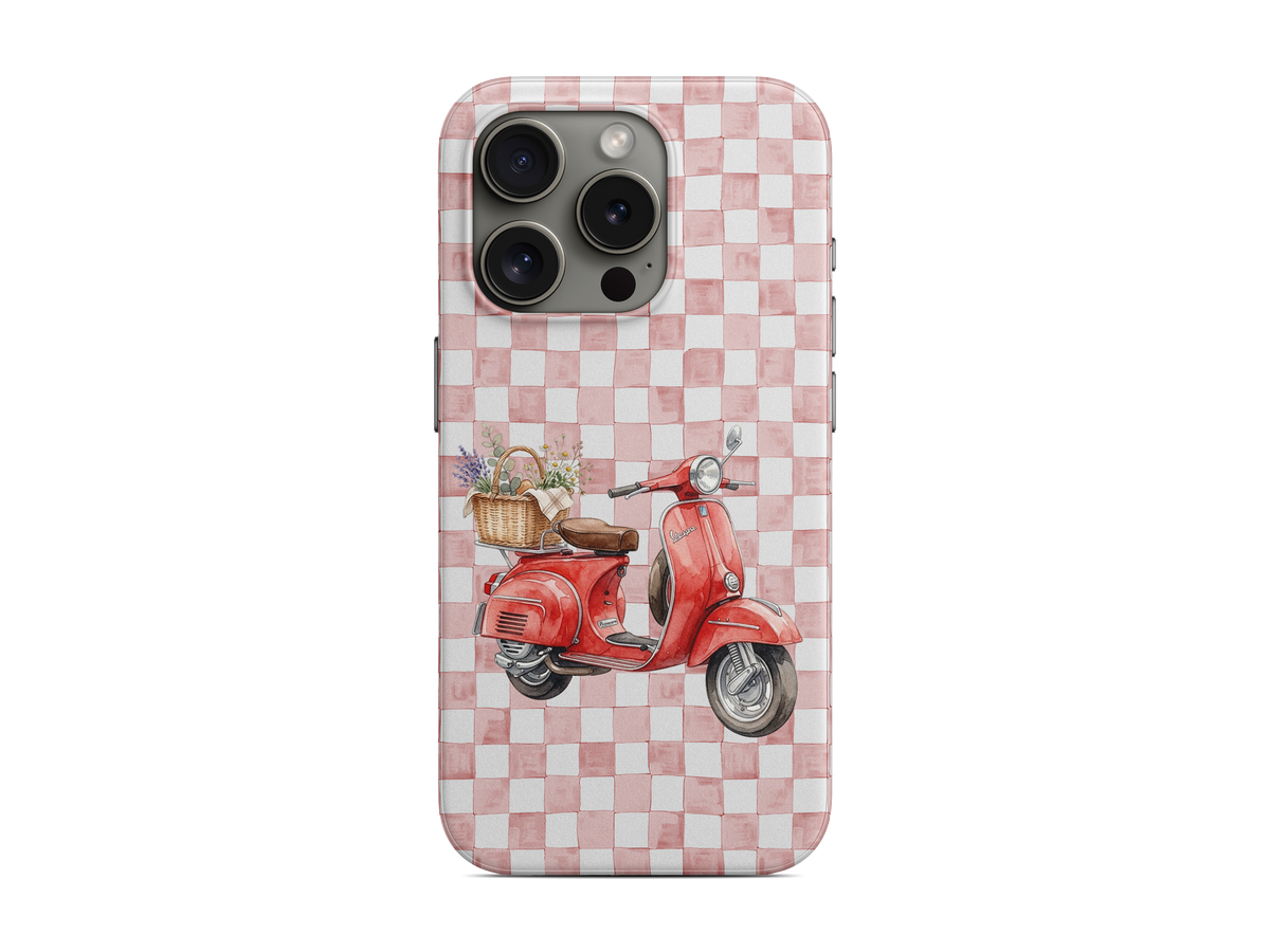 Kareli - Kırmızı Vespa Telefon Kılıfı (D267)