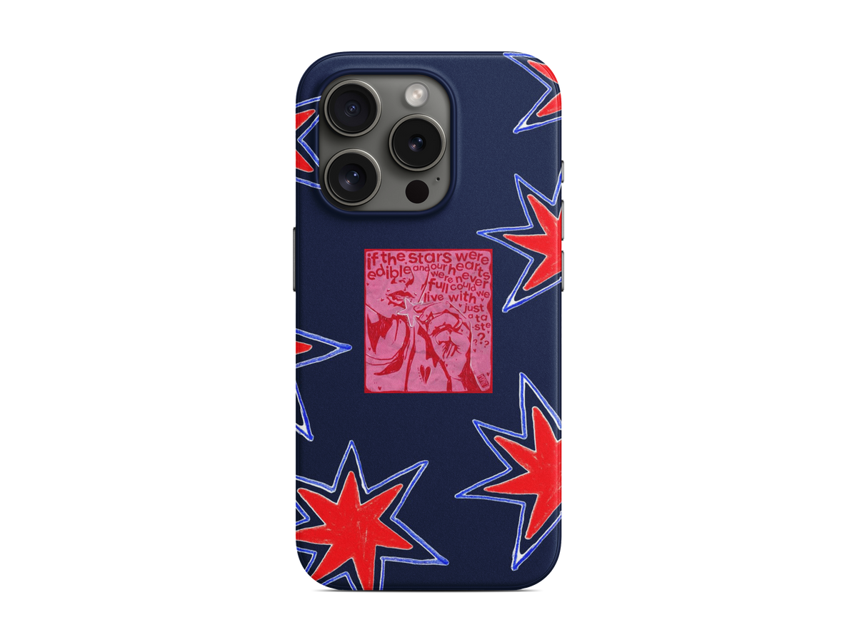 Kırmızı Yıldızlı Kolaj Telefon Kılıfı (D158)