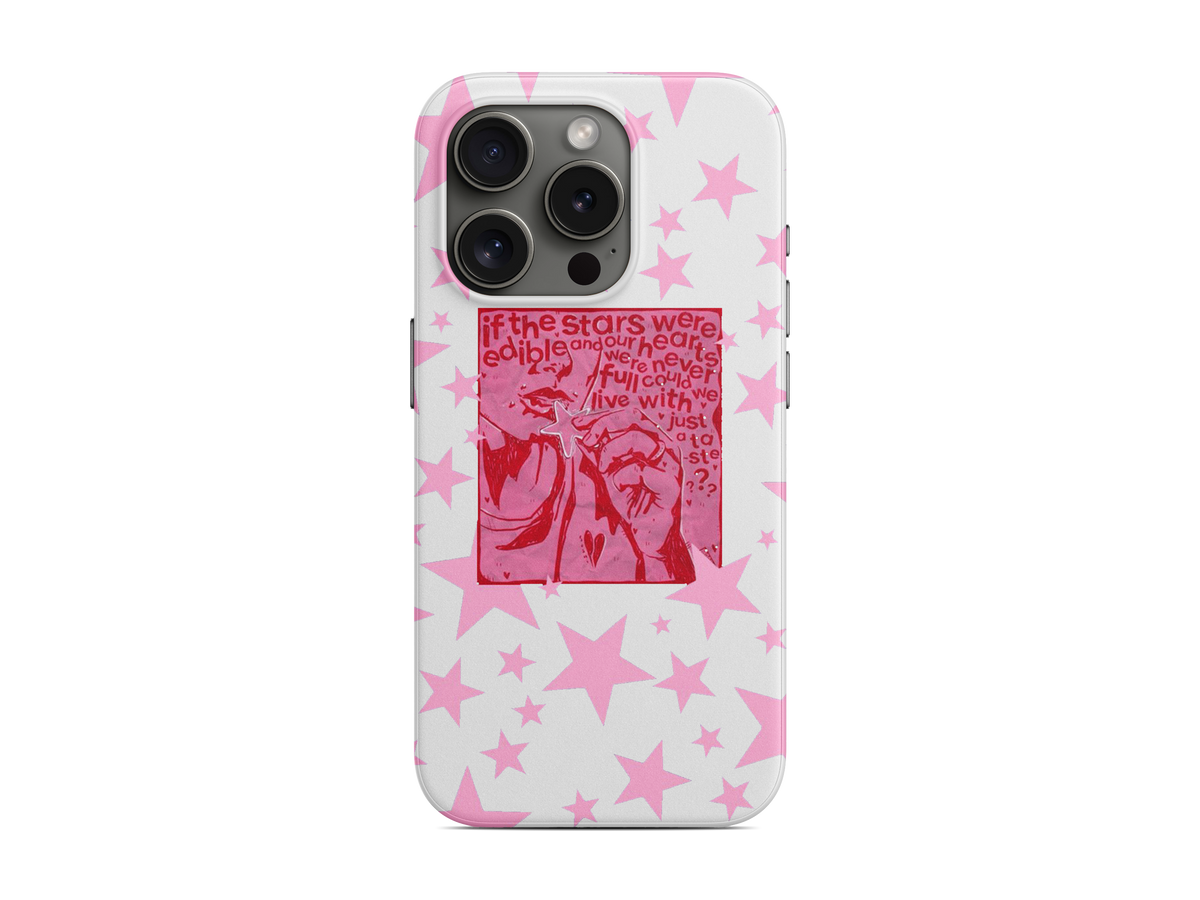Pembe Yıldızlı Kolaj Telefon Kılıfı (D163)