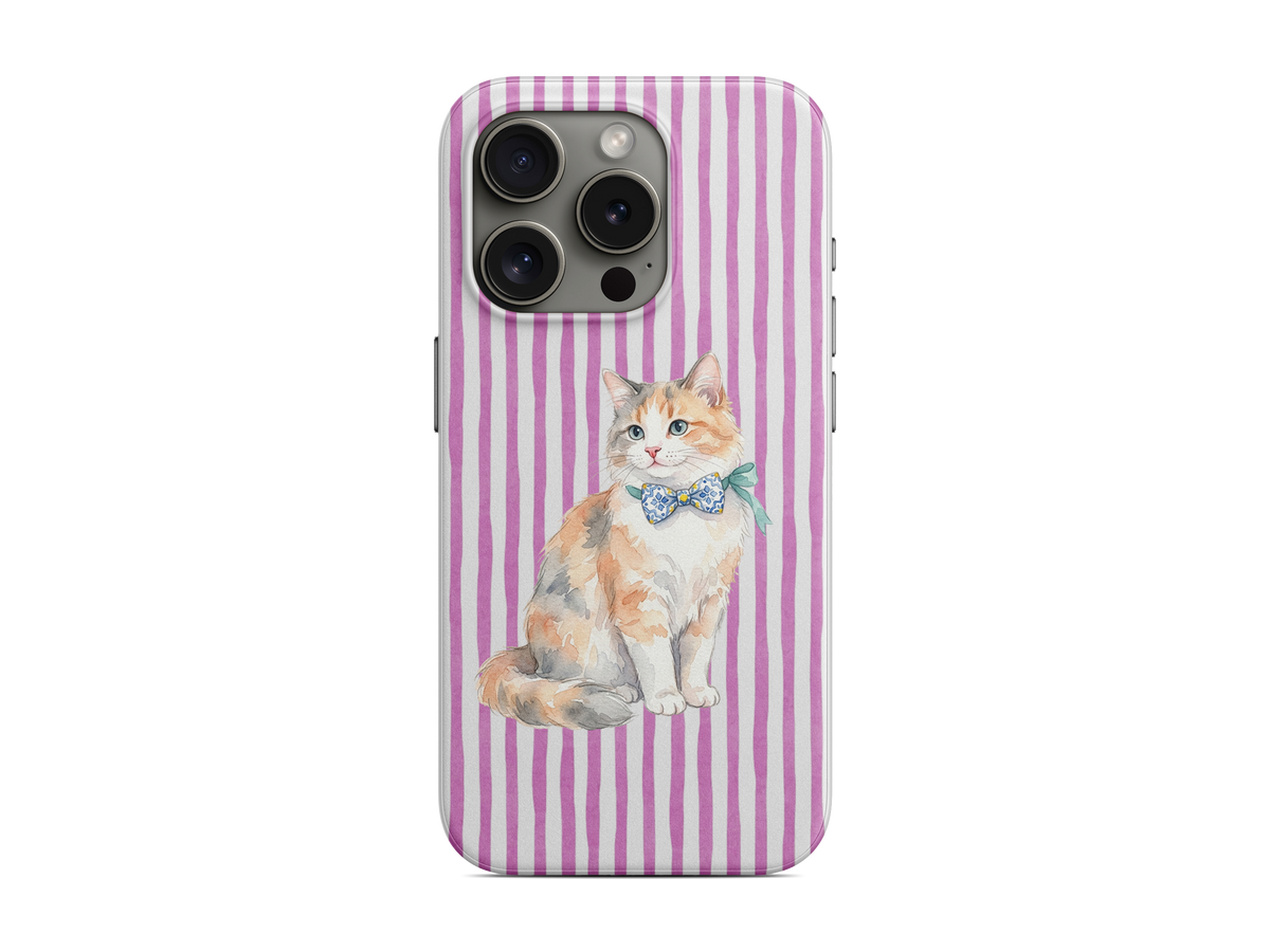 Çizgili - Kedi Telefon Kılıfı (D242)