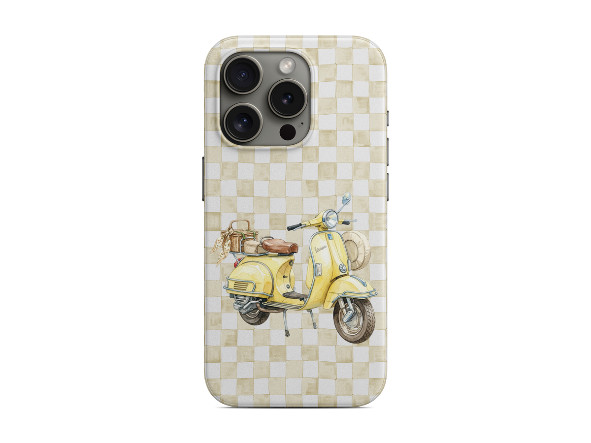 Kareli - Sarı Vespa Telefon Kılıfı (D268)