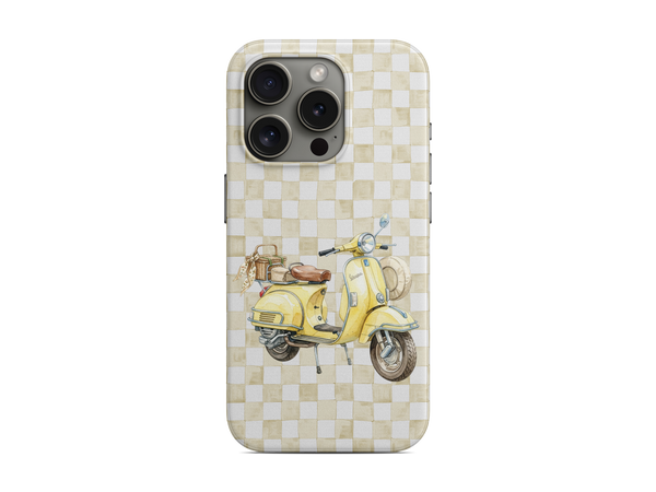 Kareli - Sarı Vespa Telefon Kılıfı (D268)